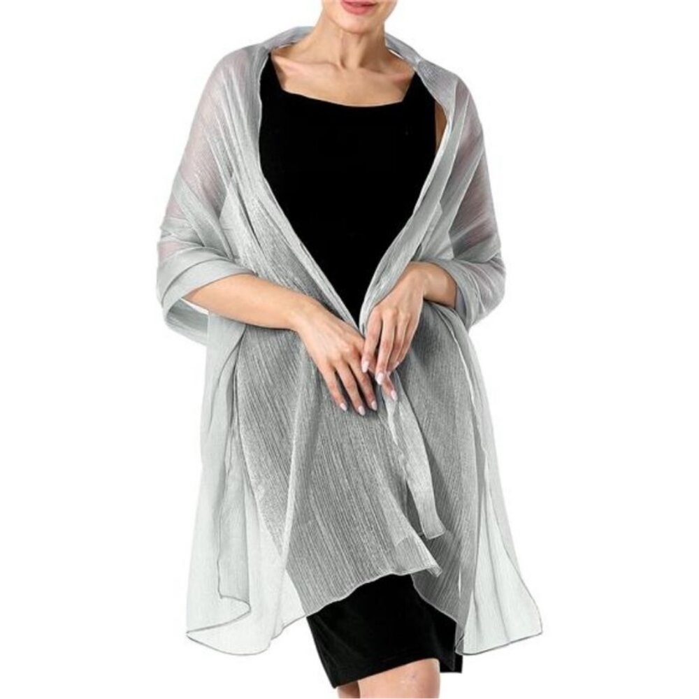 HOT Womens Shawls and Wraps Silver Grey - Picture 3 of 7